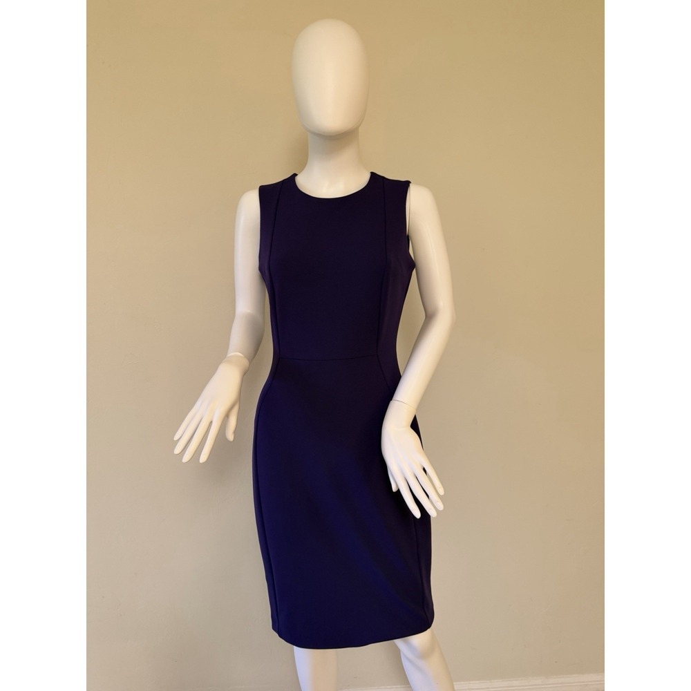 New Calvin Klein Scuba‎ Dress Knee Length Sleeveless Stretch Purple size 4